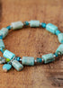 Boho Bracelet, Stretchy Bracelet, Pink and Blue Rhodonite
